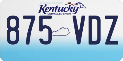 KY license plate 875VDZ