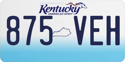 KY license plate 875VEH