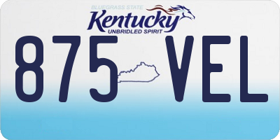 KY license plate 875VEL