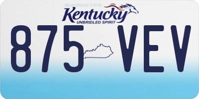 KY license plate 875VEV