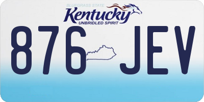 KY license plate 876JEV