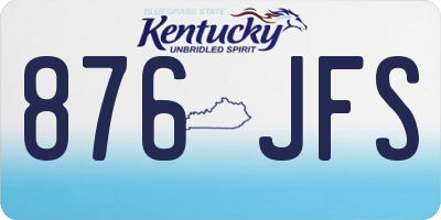 KY license plate 876JFS