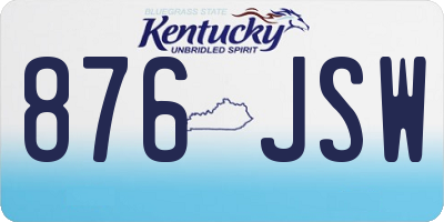 KY license plate 876JSW