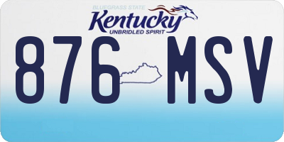 KY license plate 876MSV