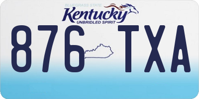 KY license plate 876TXA