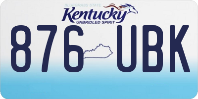 KY license plate 876UBK