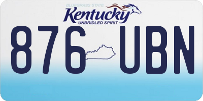 KY license plate 876UBN