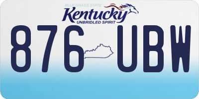 KY license plate 876UBW