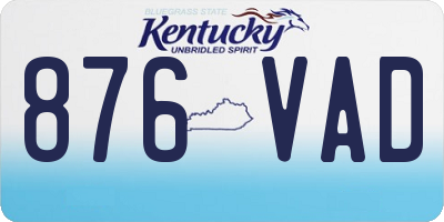 KY license plate 876VAD