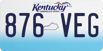 KY license plate 876VEG
