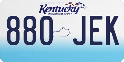 KY license plate 880JEK