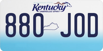 KY license plate 880JOD