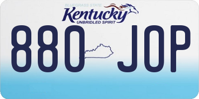 KY license plate 880JOP