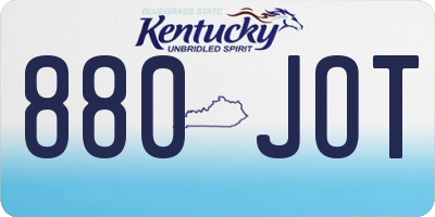 KY license plate 880JOT