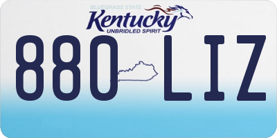 KY license plate 880LIZ