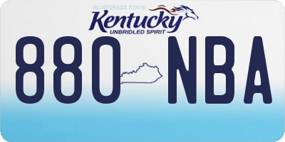 KY license plate 880NBA