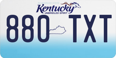 KY license plate 880TXT