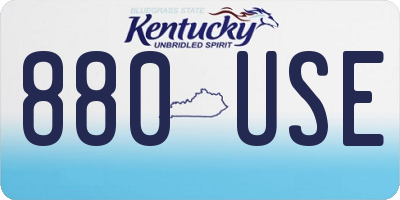 KY license plate 880USE