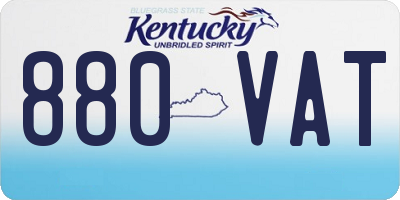 KY license plate 880VAT