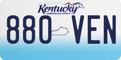 KY license plate 880VEN