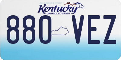KY license plate 880VEZ