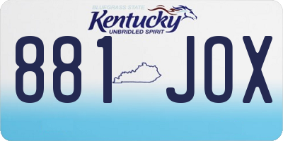 KY license plate 881JOX