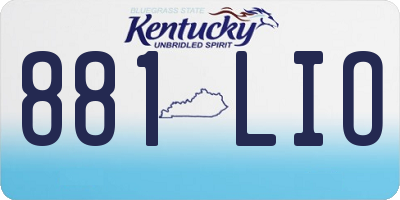 KY license plate 881LIO