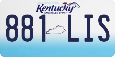 KY license plate 881LIS