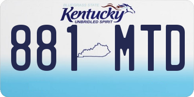 KY license plate 881MTD