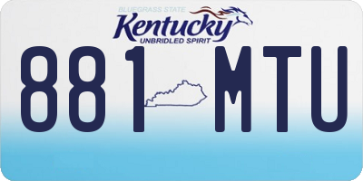 KY license plate 881MTU