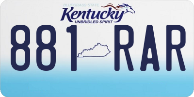 KY license plate 881RAR