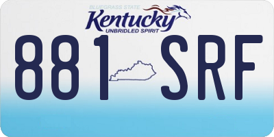 KY license plate 881SRF