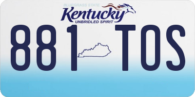 KY license plate 881TOS