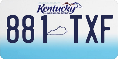 KY license plate 881TXF