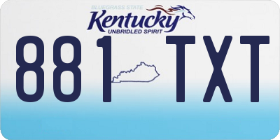 KY license plate 881TXT