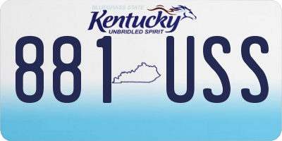KY license plate 881USS