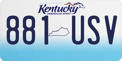 KY license plate 881USV