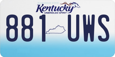 KY license plate 881UWS