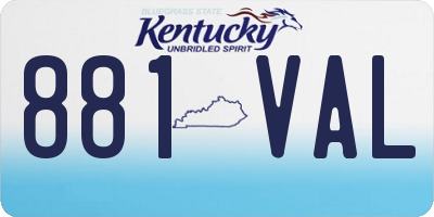 KY license plate 881VAL