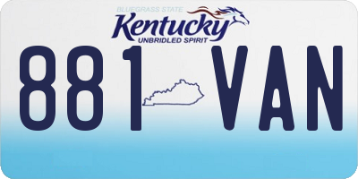 KY license plate 881VAN