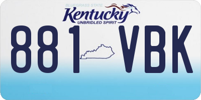KY license plate 881VBK