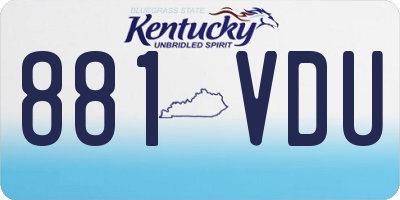 KY license plate 881VDU