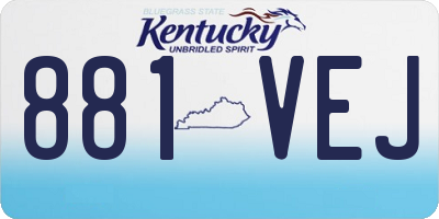 KY license plate 881VEJ
