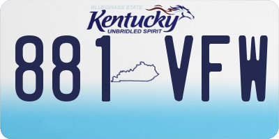 KY license plate 881VFW