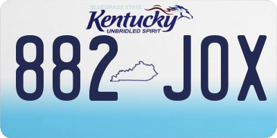 KY license plate 882JOX