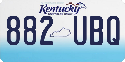 KY license plate 882UBQ