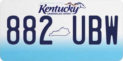 KY license plate 882UBW