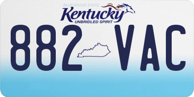 KY license plate 882VAC