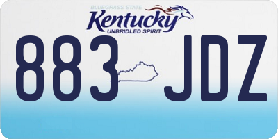 KY license plate 883JDZ