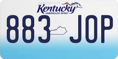 KY license plate 883JOP